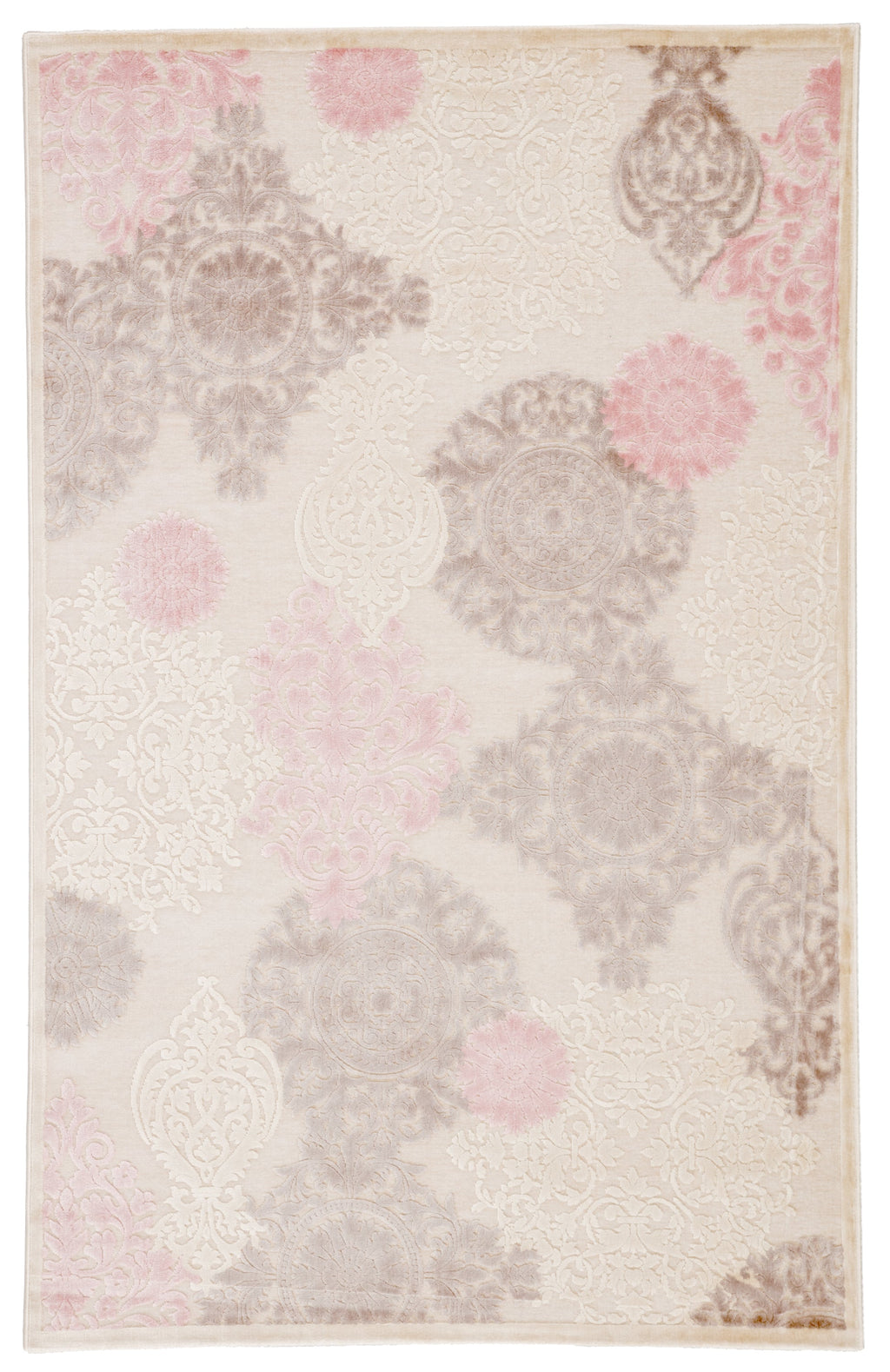 wistful damask rug in whitecap gray silver pink design by jaipur 1