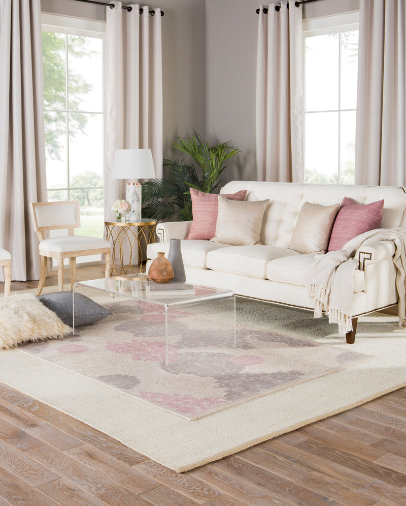 wistful damask rug in whitecap gray silver pink design by jaipur 9