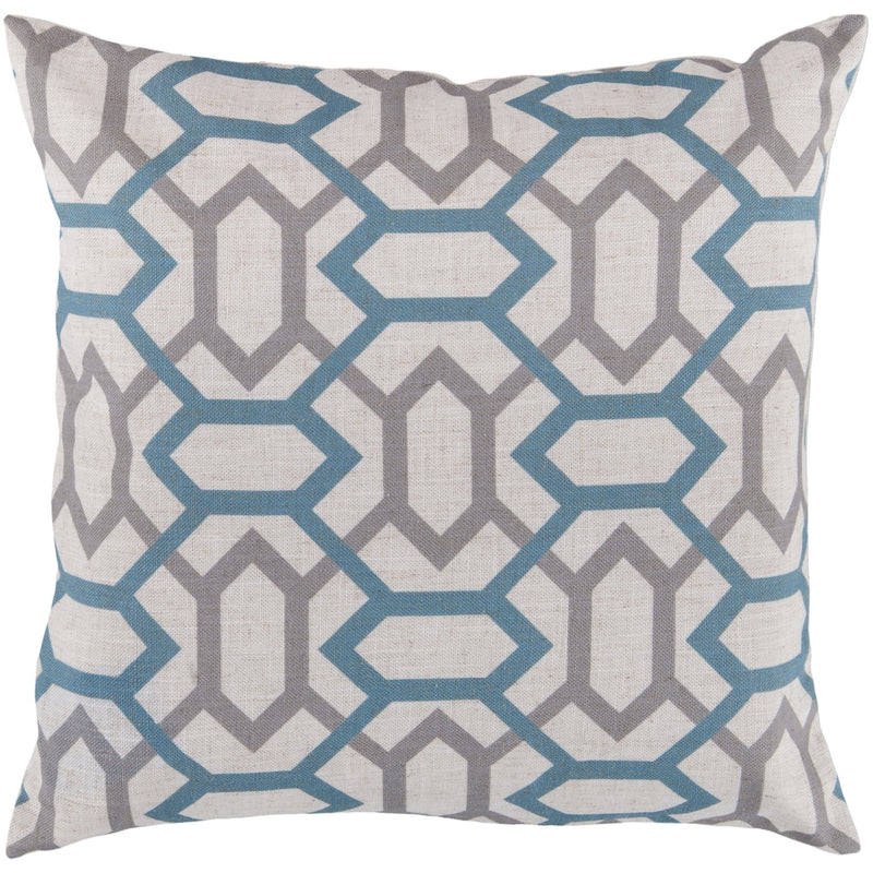 Zoe FF-008 Woven Pillow in Medium Gray & Teal by Surya