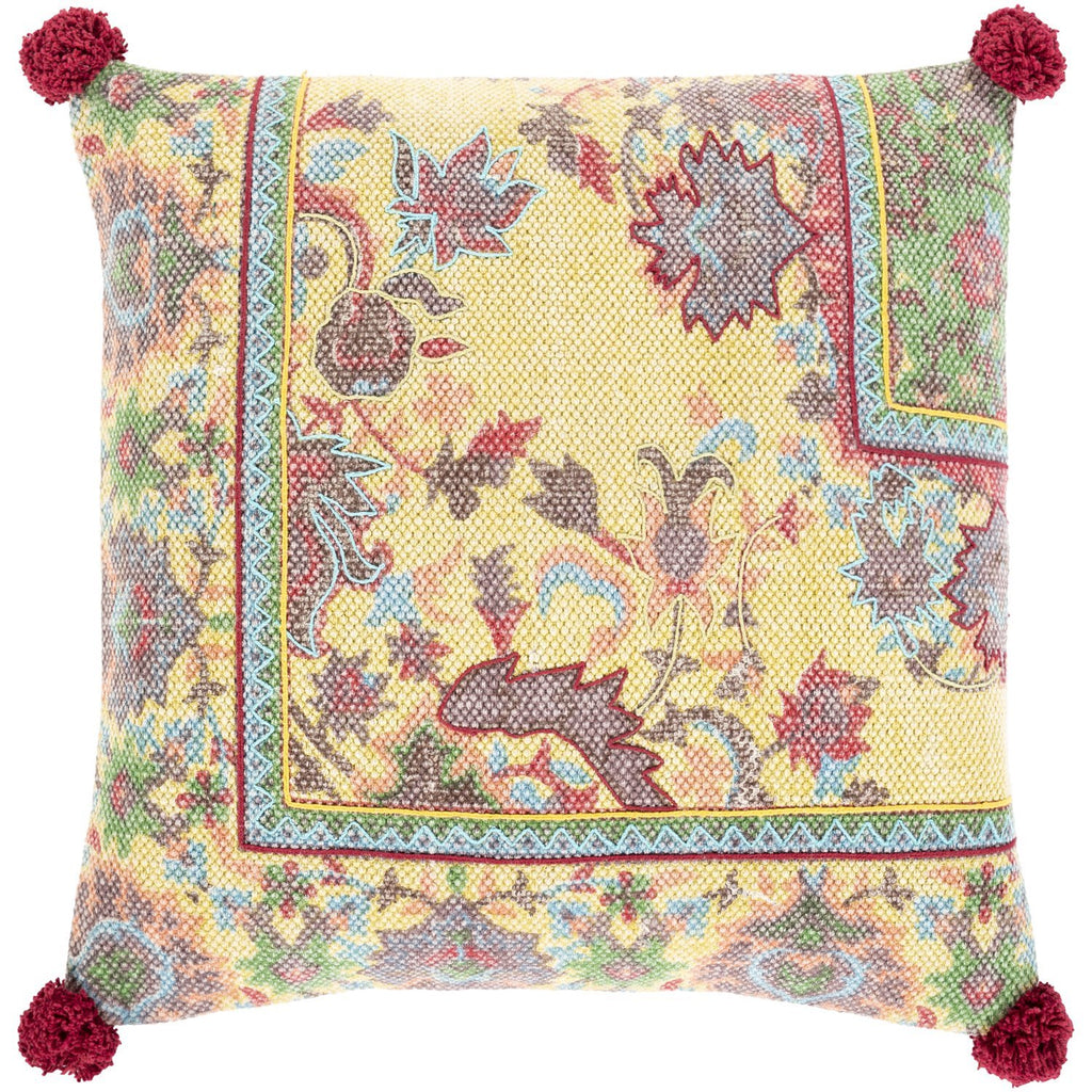 Francesca FNE-001 Hand Woven Pillow in Beige & Bright Red by Surya