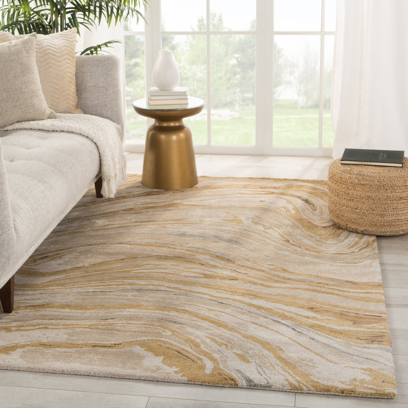 Atha Handmade Abstract Gold/ Beige Rug by Jaipur Living