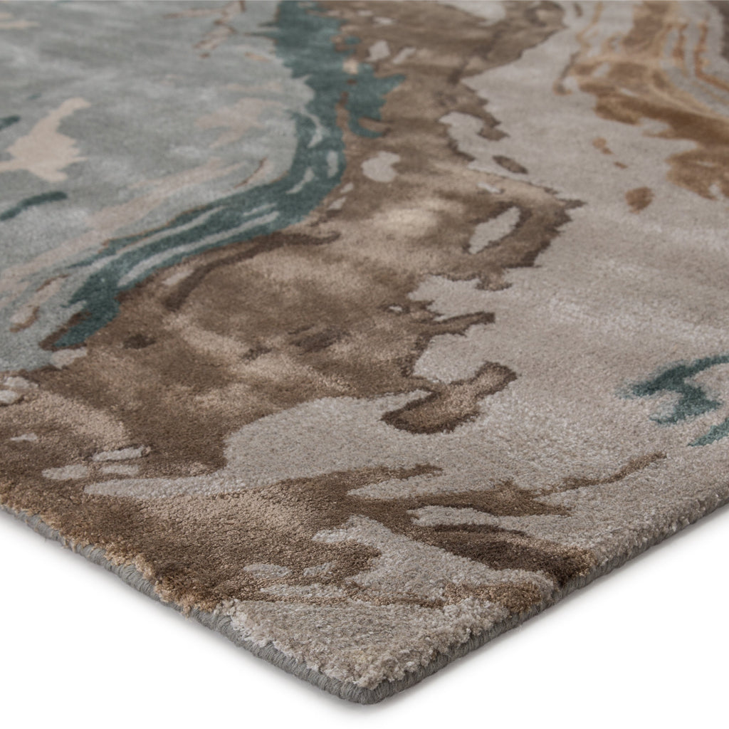 Conley Handmade Abstract Teal/ Light Gray Rug by Jaipur Living