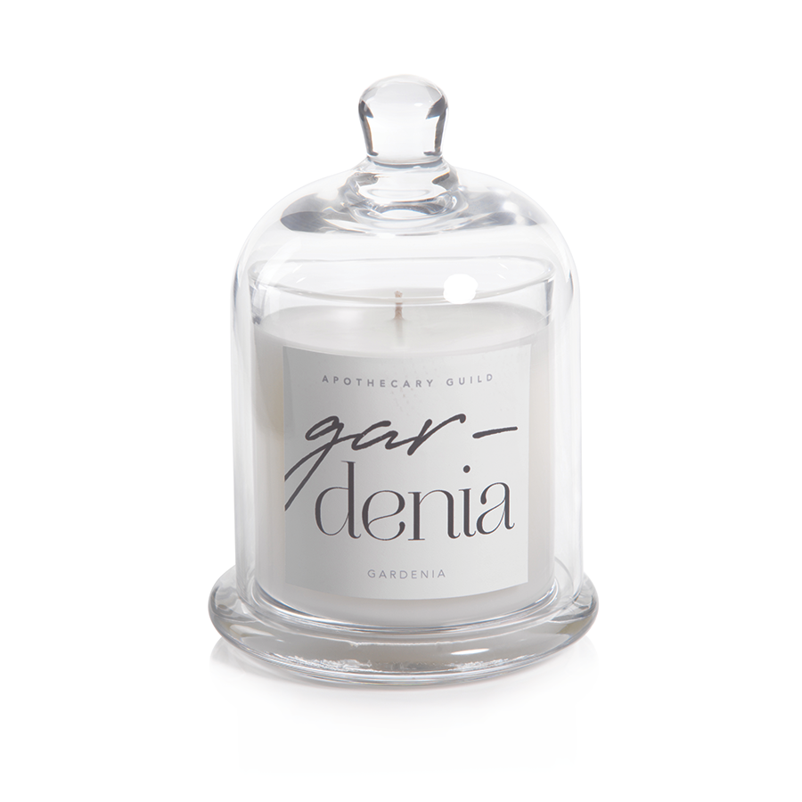 Gardenia Scented Candle Jar with Glass Dome