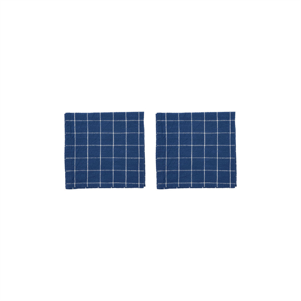 grid napkin set in dark blue 1