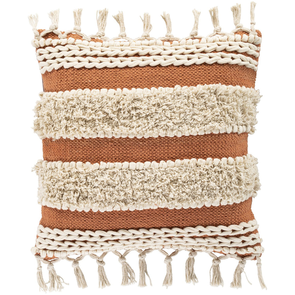 Helena HNA-010 Hand Woven Pillow in Burnt Orange & Ivory by Surya