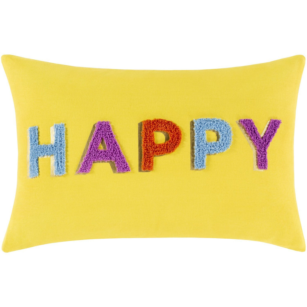 Happy HPP-001 Woven Lumbar Pillow in Bright Yellow by Surya
