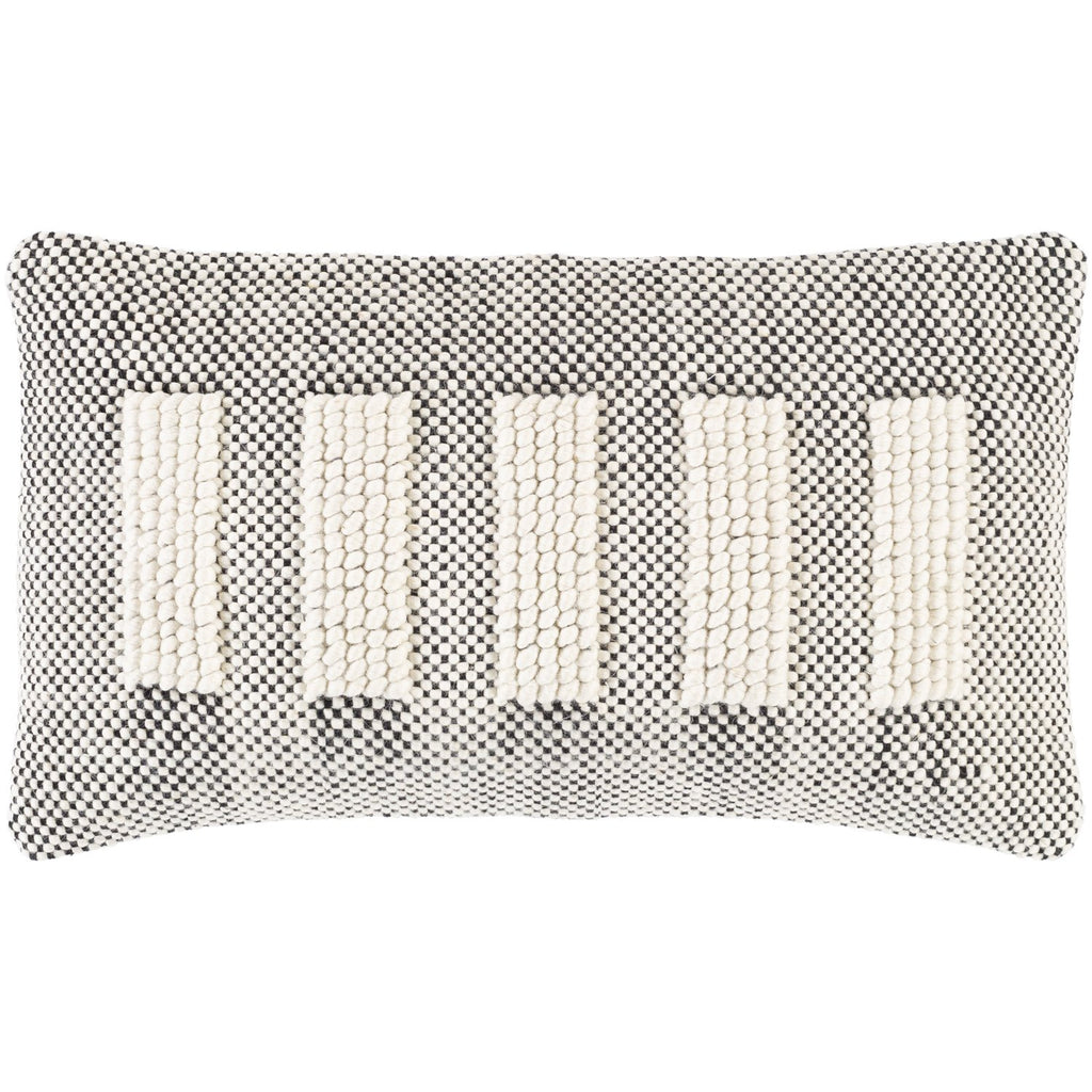 Harlow HRW-003 Hand Woven Lumbar Pillow in Beige & Black by Surya