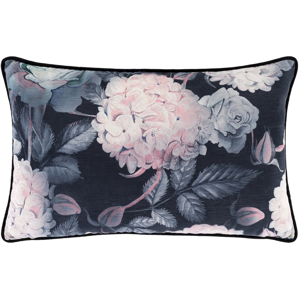 Horticulture HTC-002 Velvet Lumbar Pillow in Charcoal & Pale Pink, by Surya