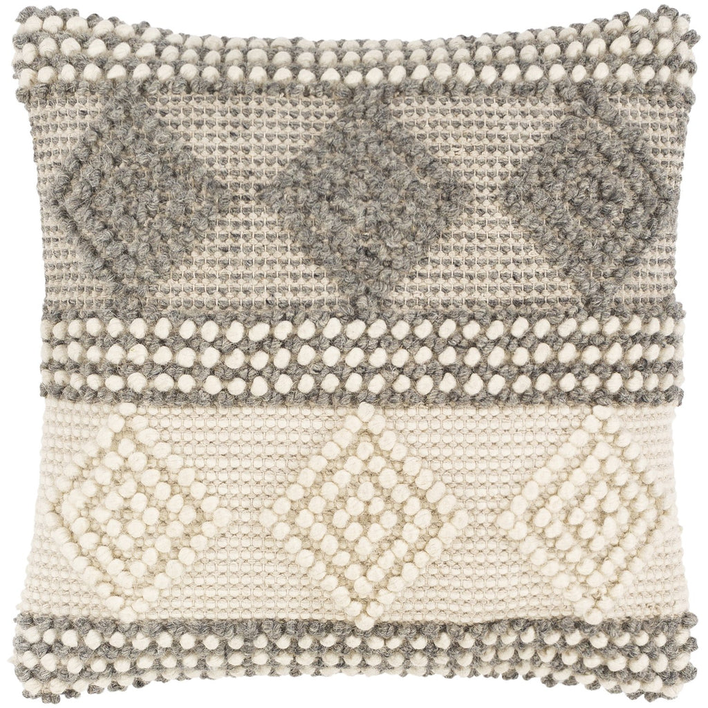 Hygge HYG-001 Hand Woven Pillow in Charcoal & White by Surya