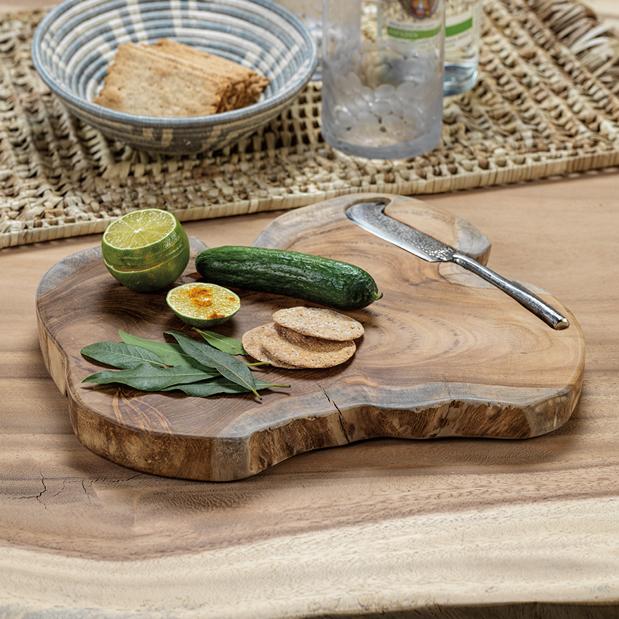 bali teak root serving board with knife by panorama city 2