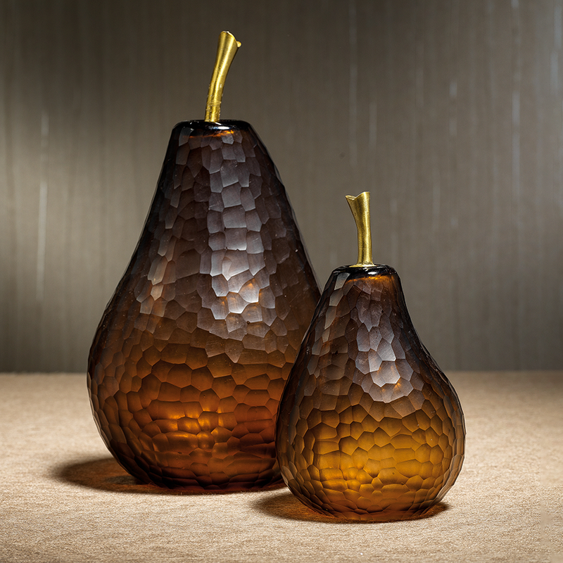 decorative amber glass pear sculpture by zodax in 7043 4