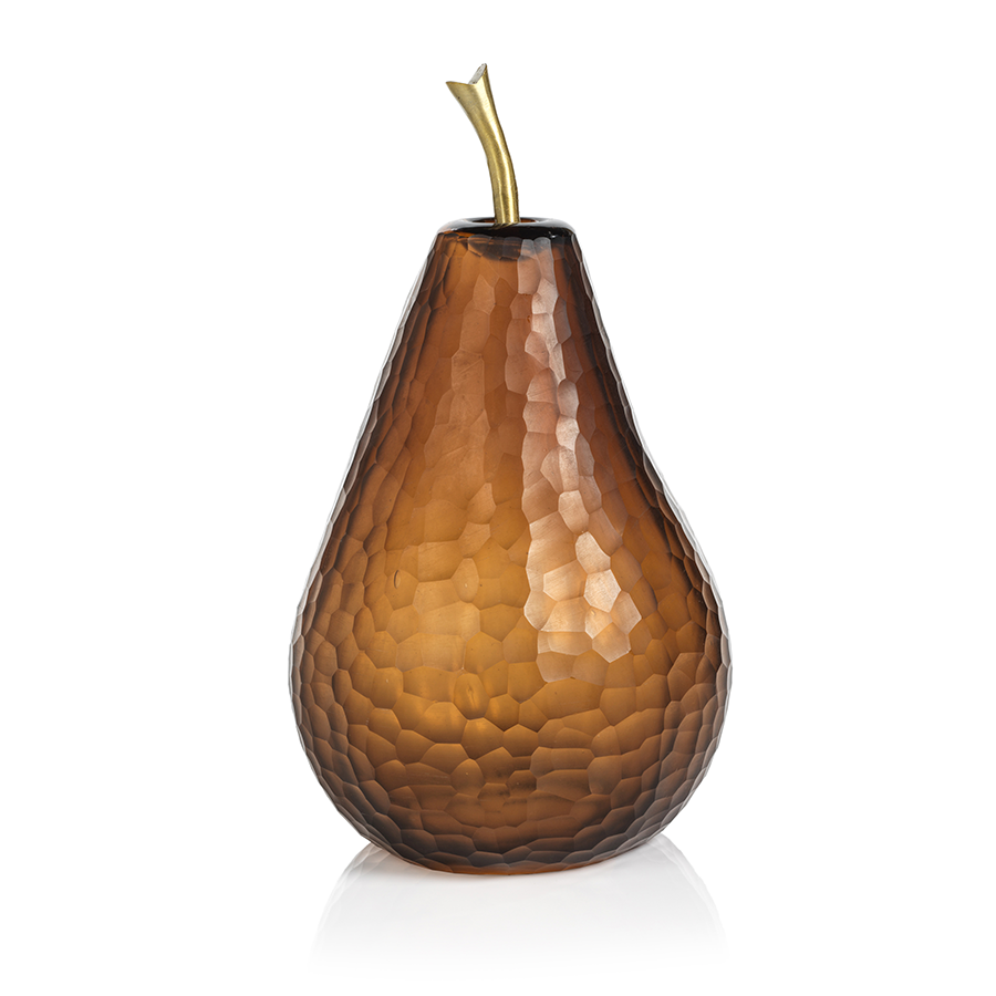 decorative amber glass pear sculpture by zodax in 7043 3