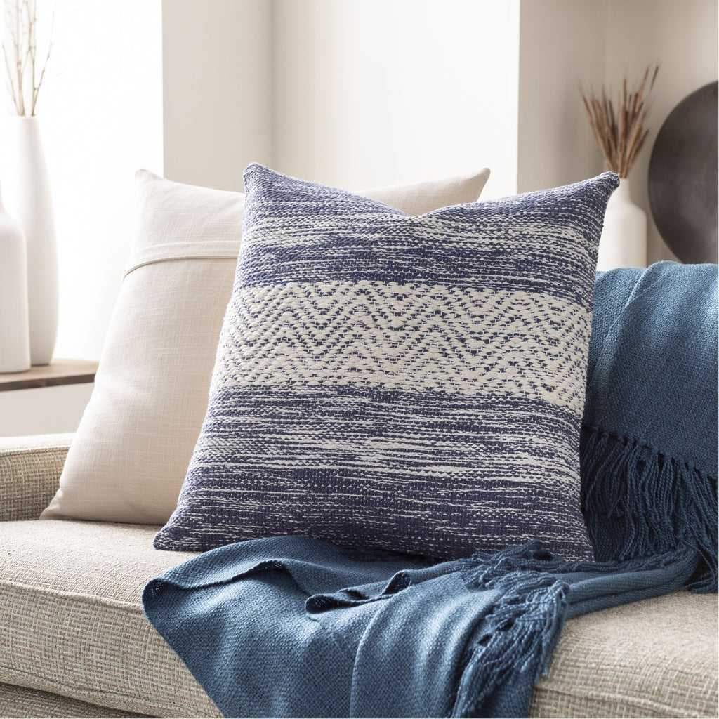 Levi IVL-002 Hand Woven Pillow in Denim & Cream by Surya