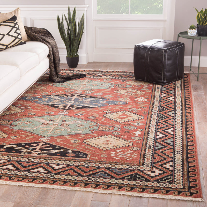 Granato Hand-Knotted Medallion Red & Blue Area Rug design by Jaipur Living