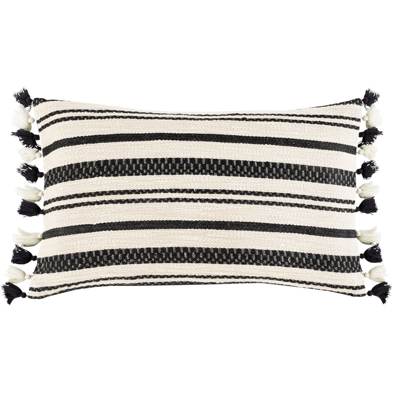 Justine JTI-004 Woven Lumbar Pillow in Beige & Black by Surya