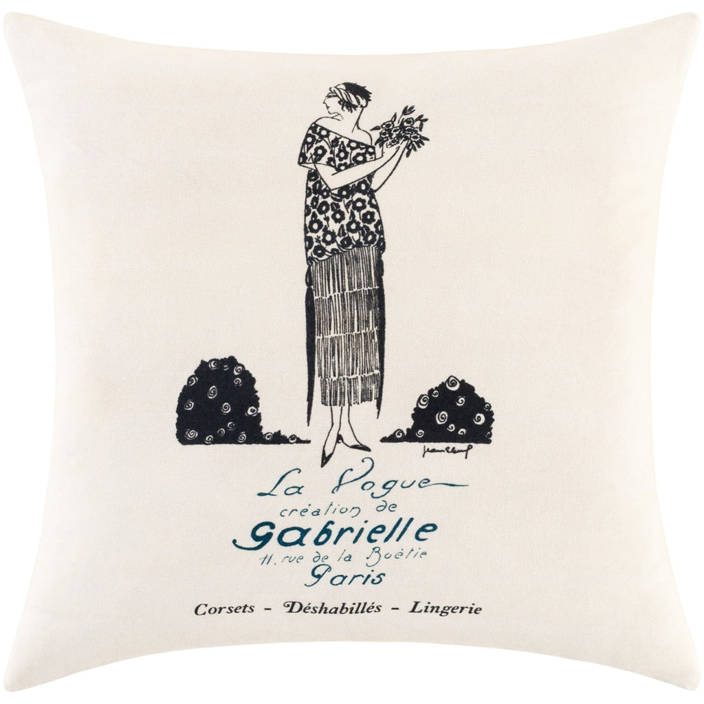 La Guirlande LGL-002 Woven Pillow - La Vogue in Cream & Black by Surya