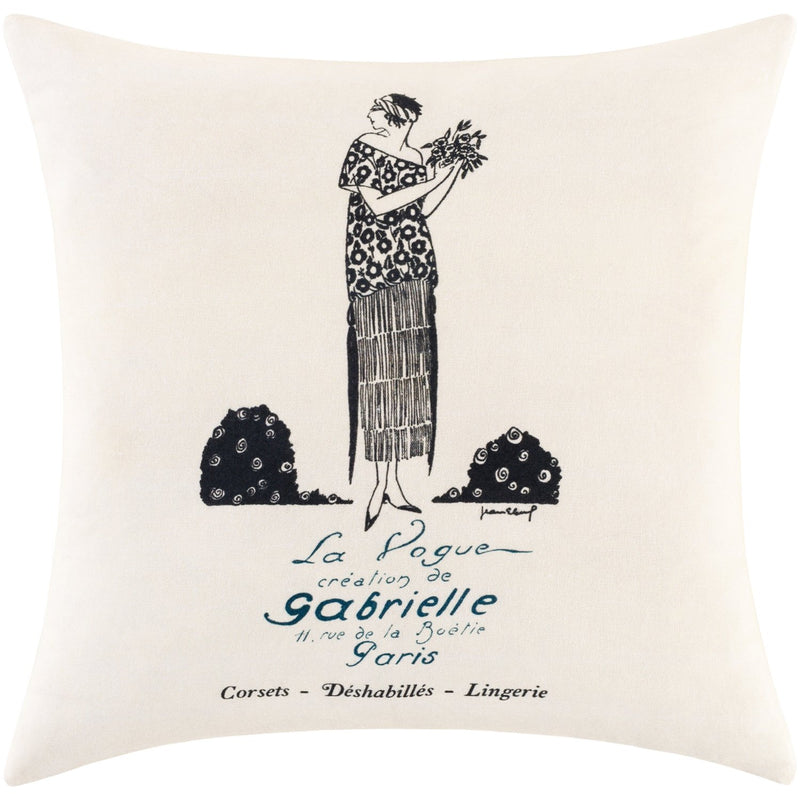 La Guirlande LGL-002 Woven Pillow - La Vogue in Cream & Black by Surya