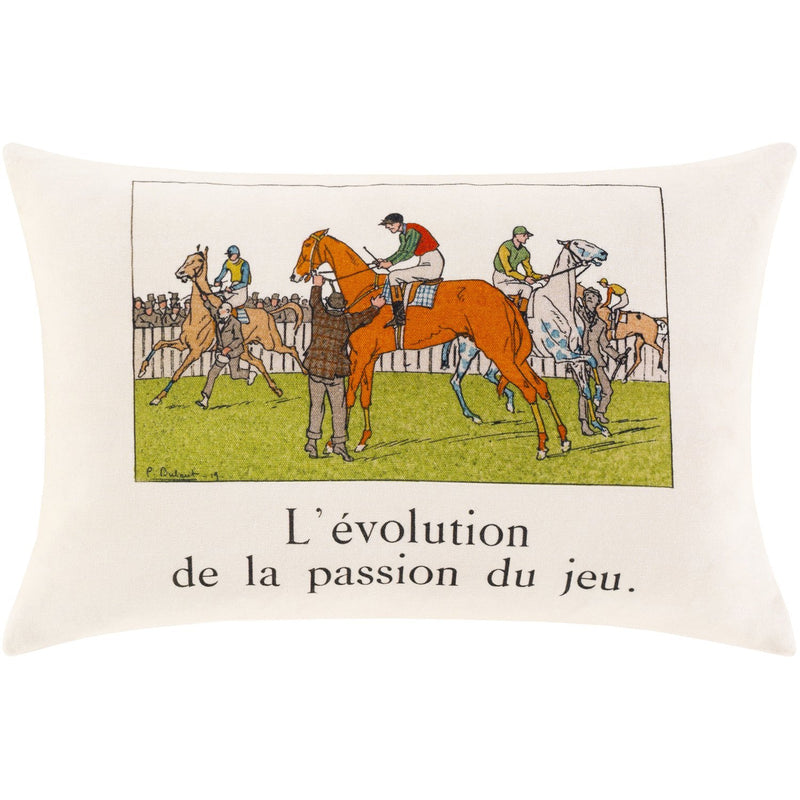 La Guirlande LGL-004 Woven Pillow - L 'evolution de la passion du jeu in Cream & Lime by Surya
