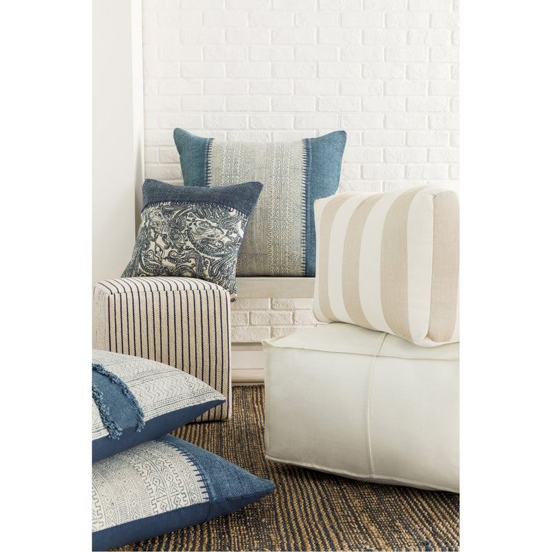 Lola LL-003 Woven Pillow in Cream & Pale Blue by Surya