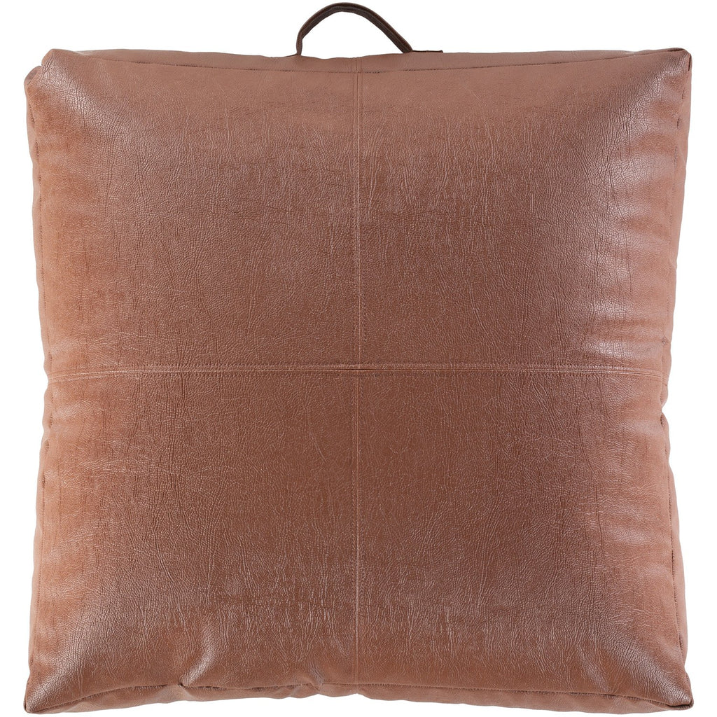 Mack MAC-001 Faux Leather Pillow in Camel by Surya