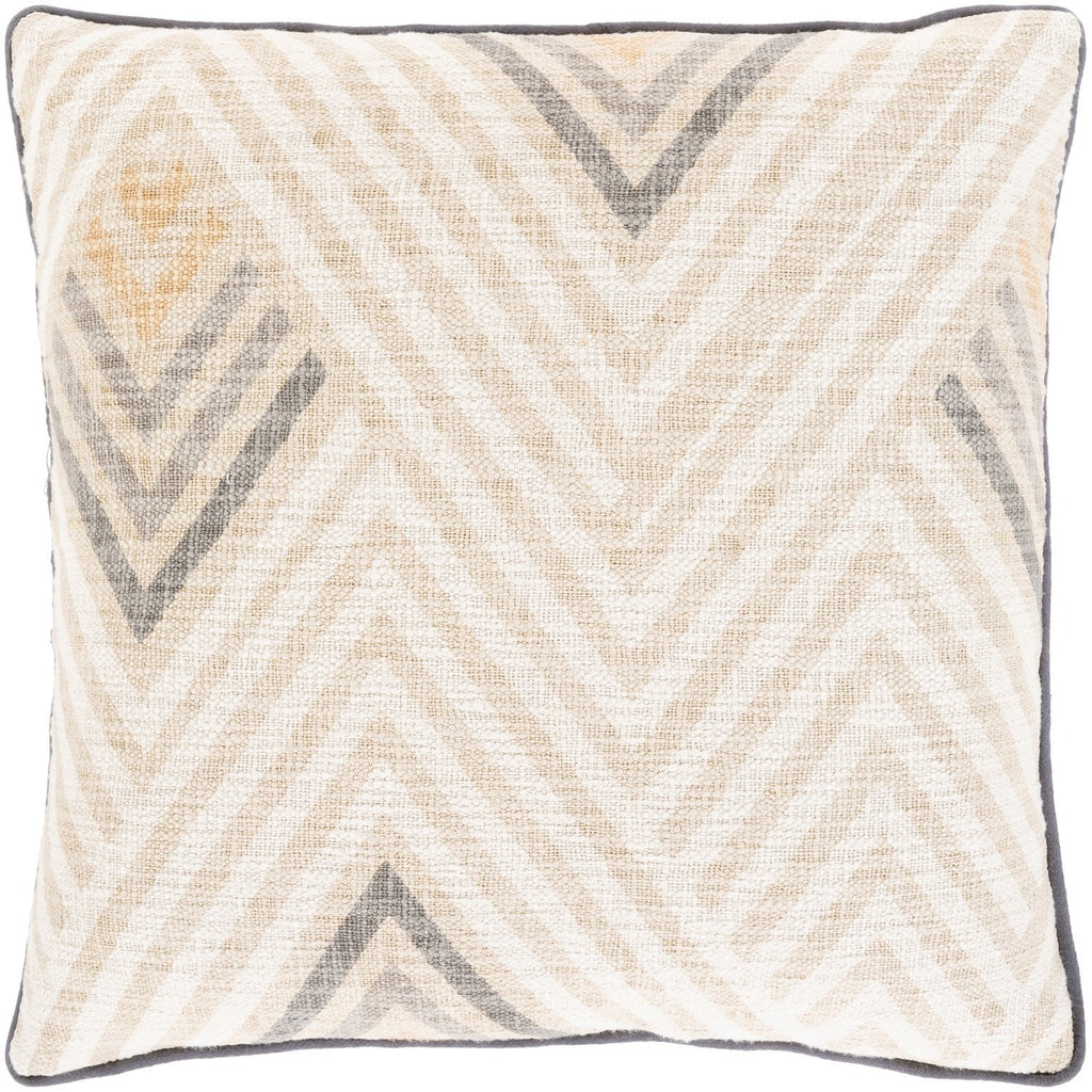 Mila MAL-001 Hand Woven Pillow in Beige & Camel by Surya