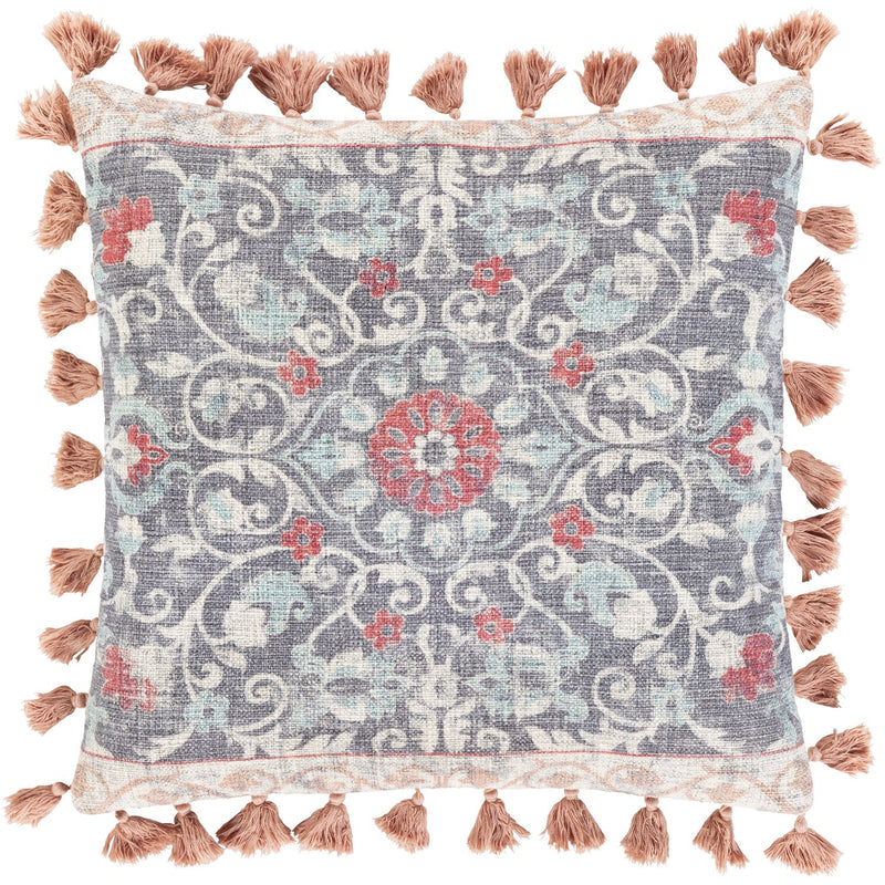 Mandana MDN-002 Hand Woven Pillow in Sky Blue & Bright Red by Surya