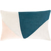 Moza MZA-009 Velvet Lumbar Pillow in Beige & Teal by Surya