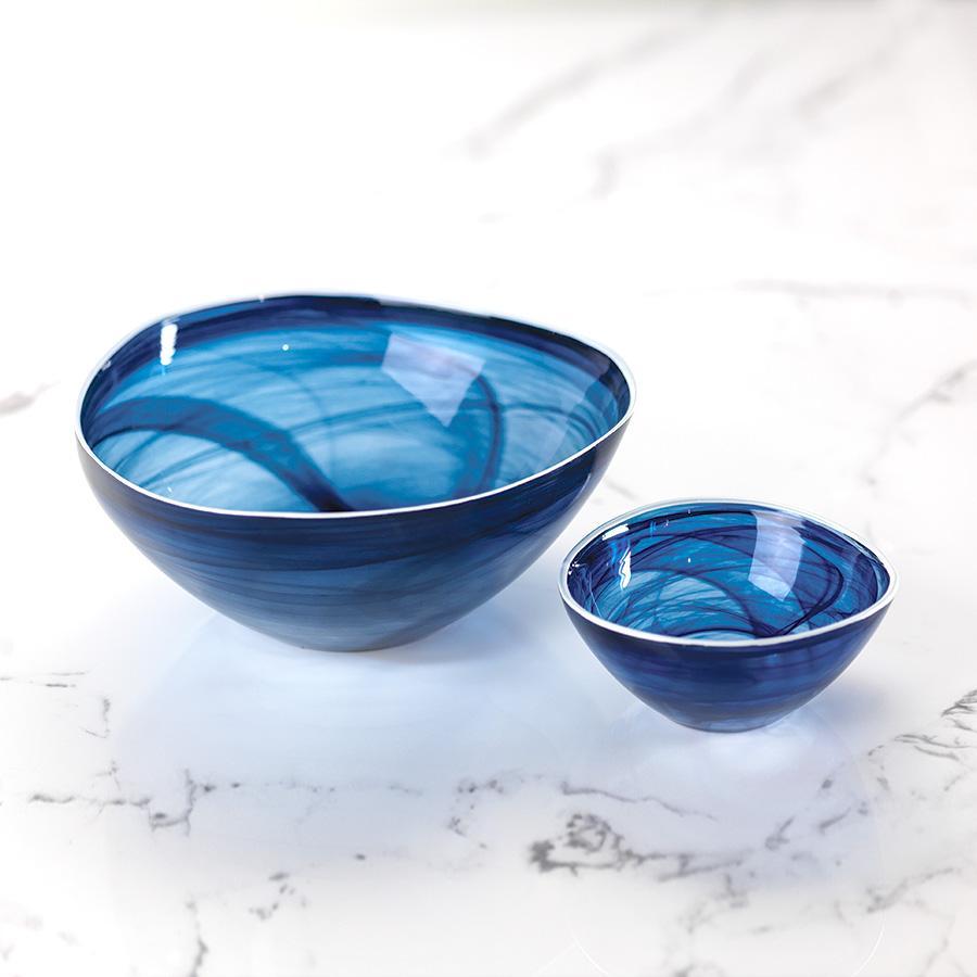Monte Carlo Alabaster Glass Bowls in Indigo