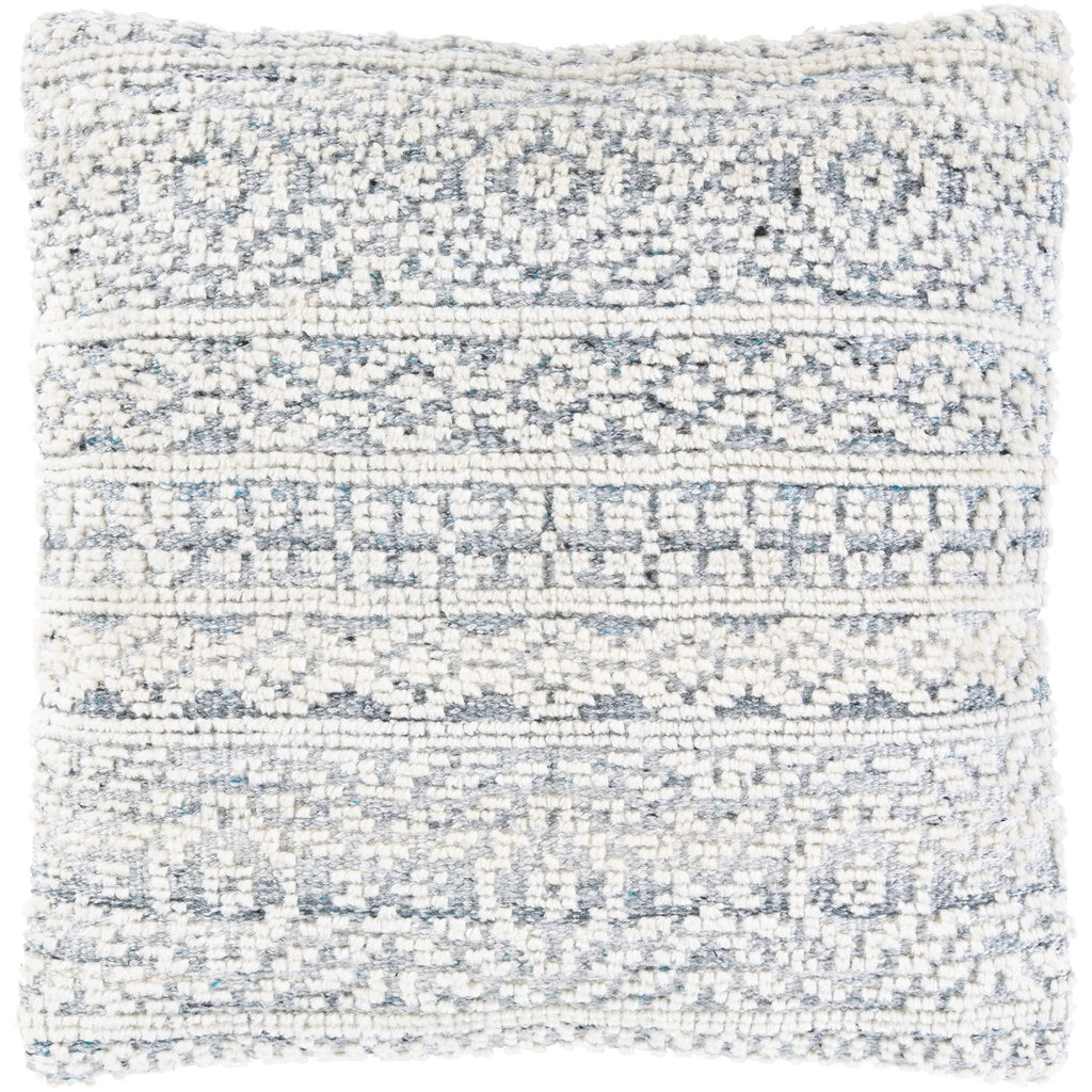 Nobility NBI-009 Hand Knotted Pillow in Sky Blue & Ivory by Surya