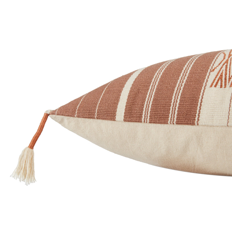 Lipila Hand-Loomed Tribal Pillow in Mauve & Cream