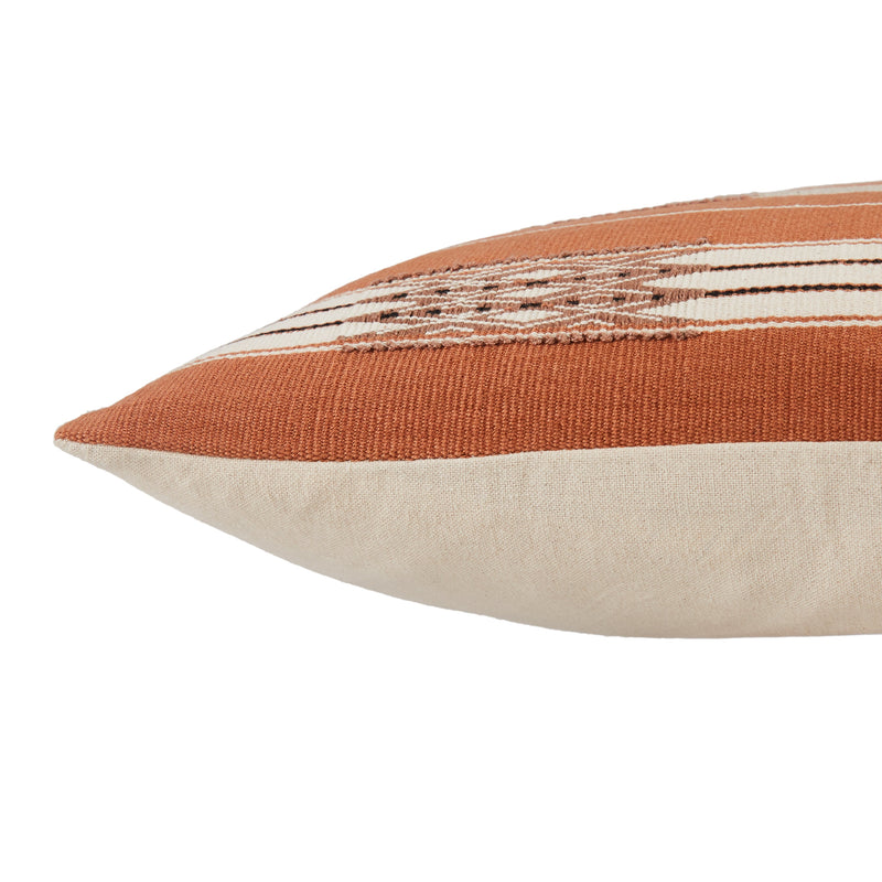 Phek Hand-Loomed Tribal Pillow in Terracotta & Cream