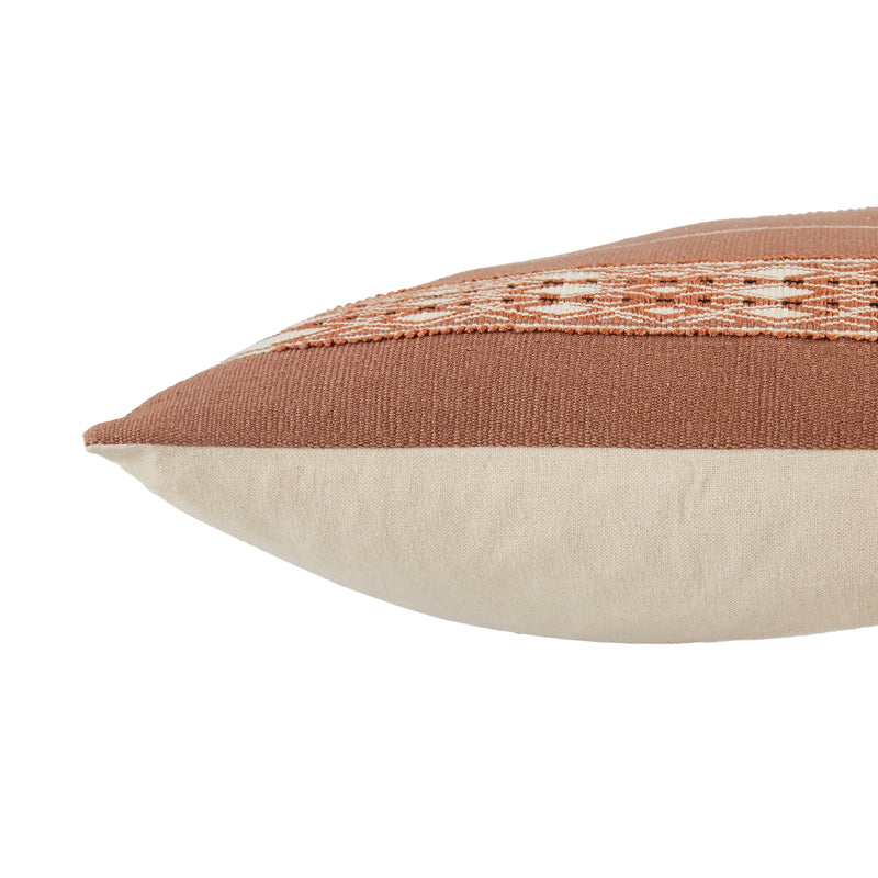 Phek Hand-Loomed Tribal Pillow in Mauve & Cream