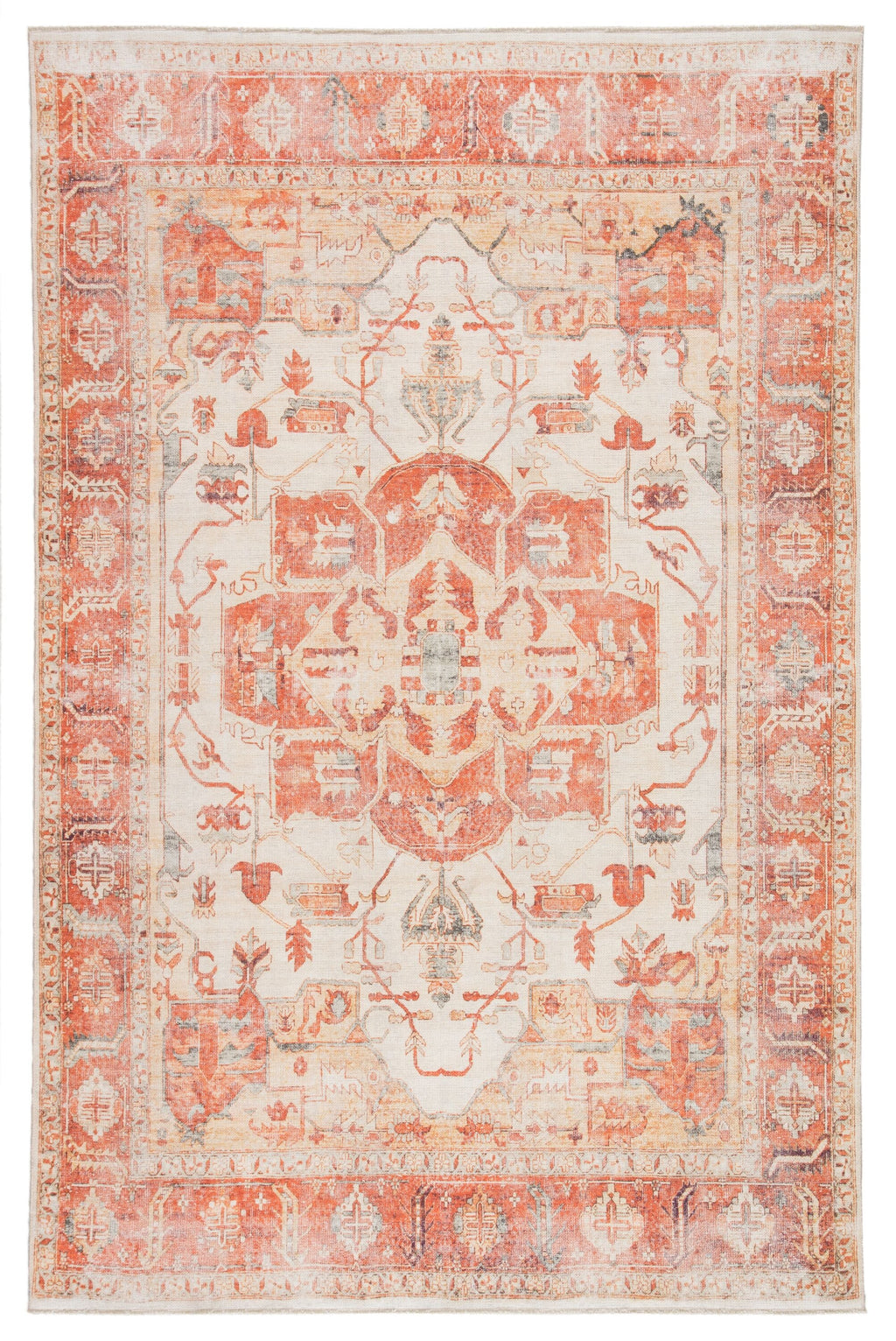 boh01 rhoda medallion orange ivory area rug design by jaipur 1
