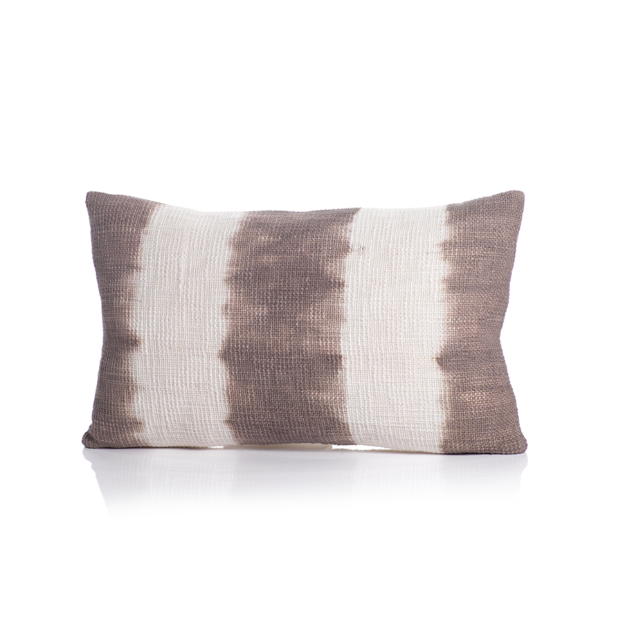 Naxos Tie Dye Gray Stripe Cotton Throw Pillow in Various Sizes