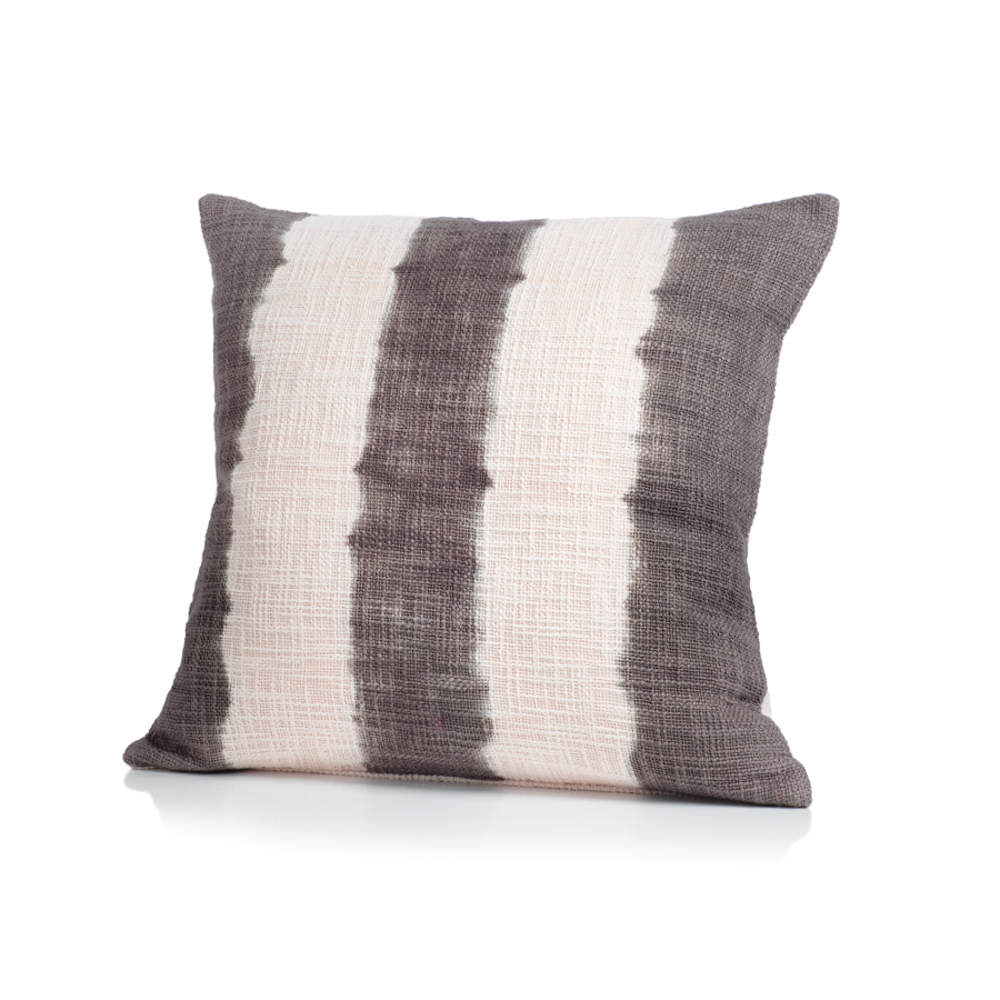 Naxos Tie Dye Gray Stripe Cotton Throw Pillow in Various Sizes