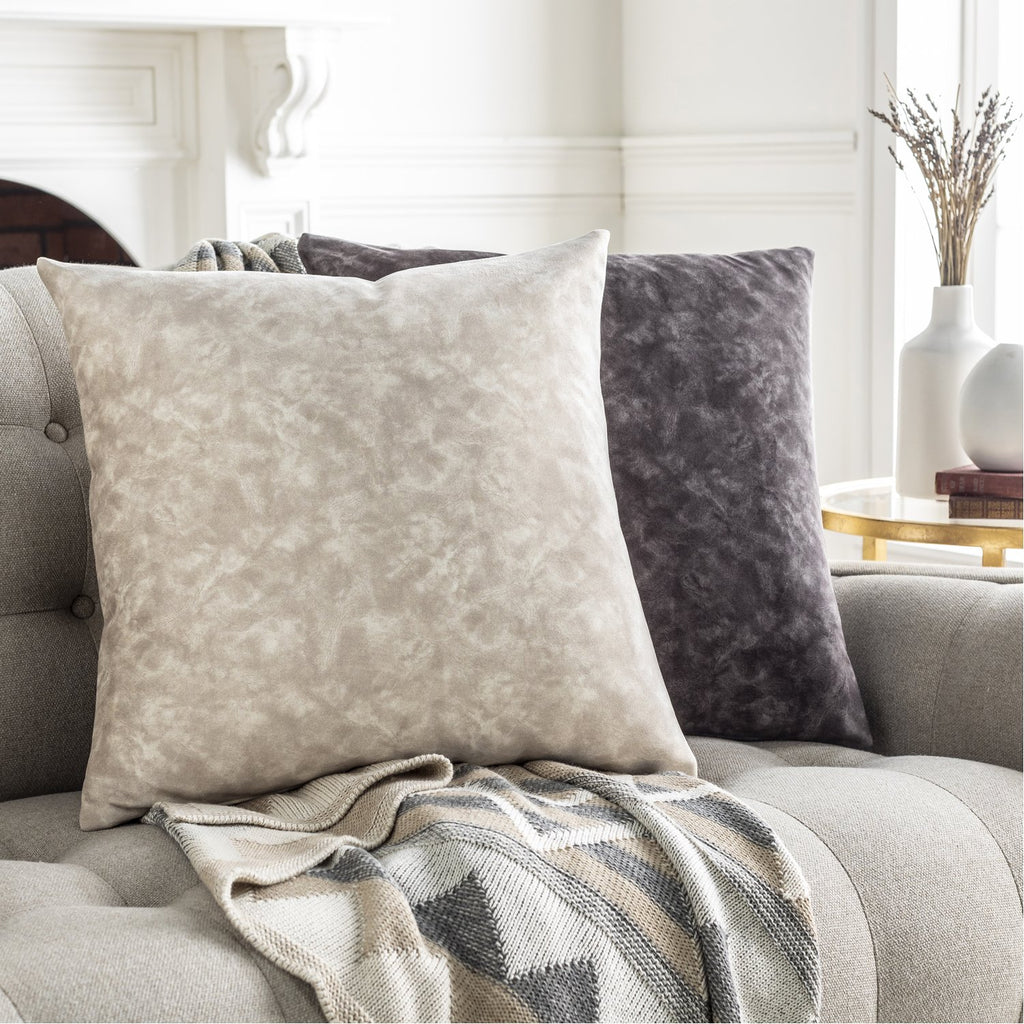 Collins OIS-002 Velvet Square Pillow in Charcoal & Medium Gray by Surya