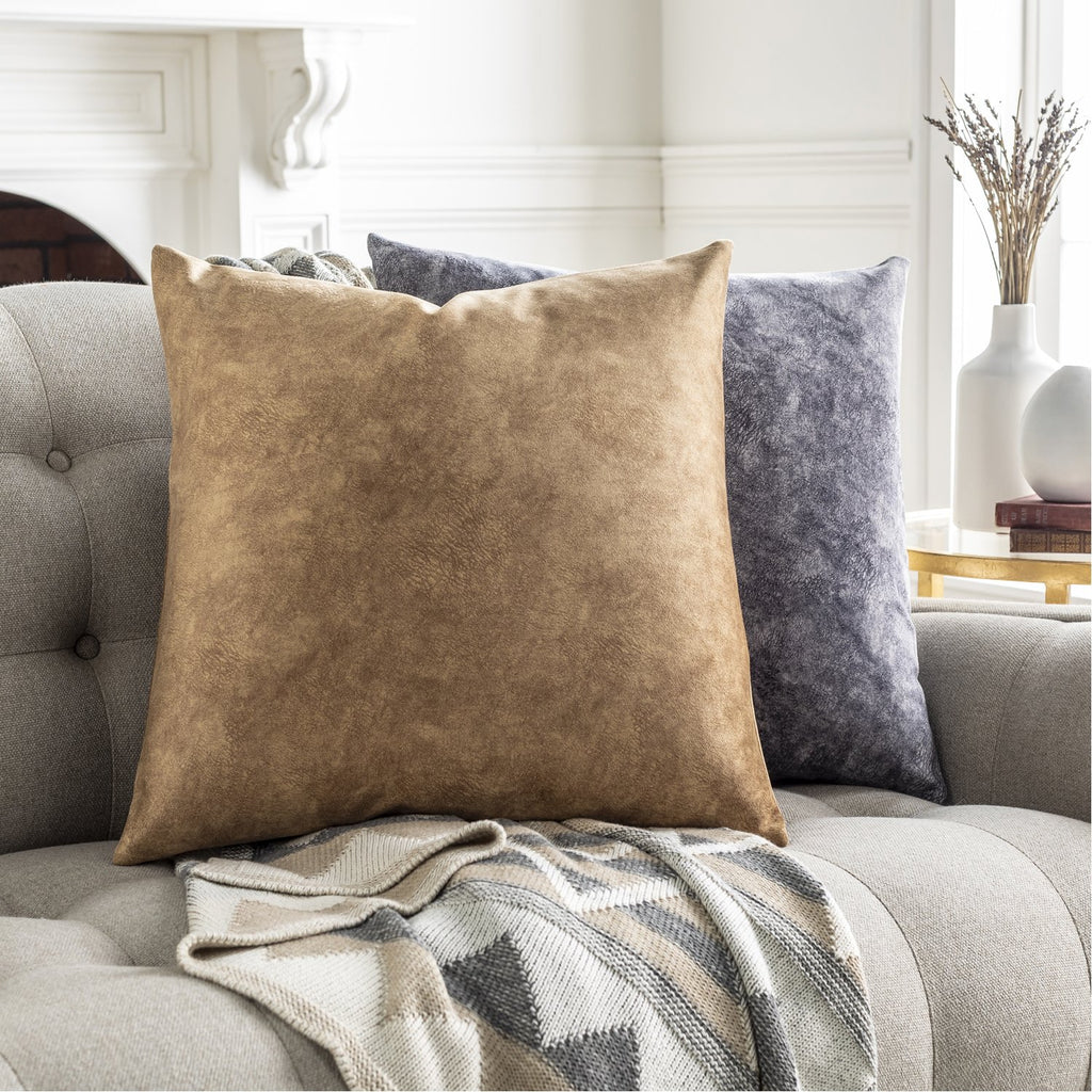 Collins OIS-007 Velvet Square Pillow in Medium Gray by Surya