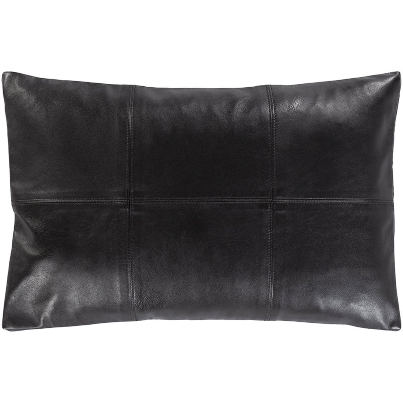 Onyx ONX-002 Leather Lumbar Pillow in Black by Surya