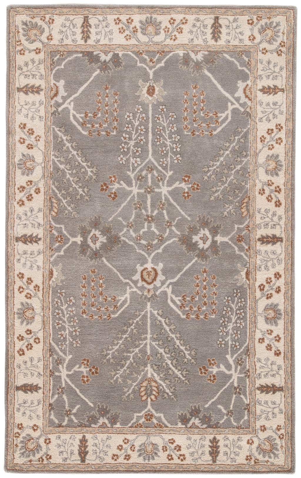 Chambery Floral Rug in Charcoal Gray & Rainy Day design by Jaipur Living