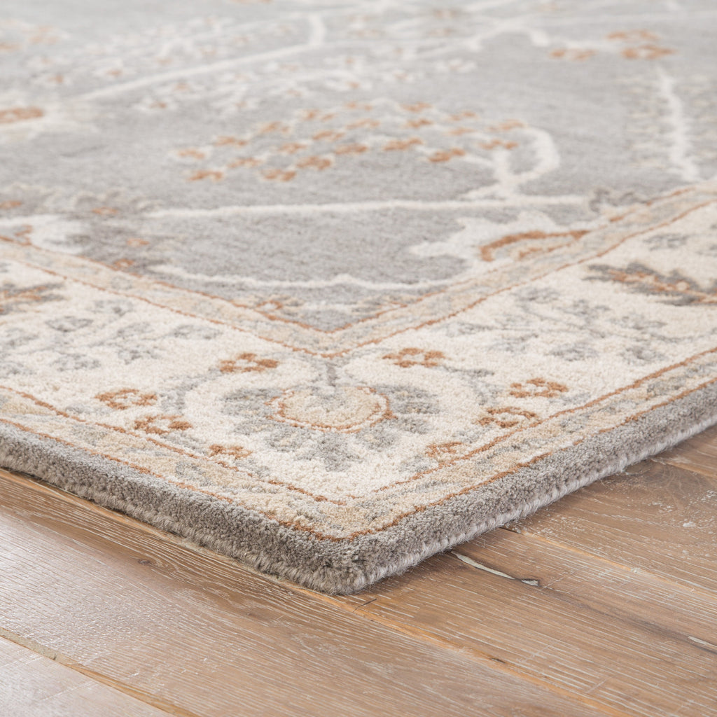 Chambery Floral Rug in Charcoal Gray & Rainy Day design by Jaipur Living