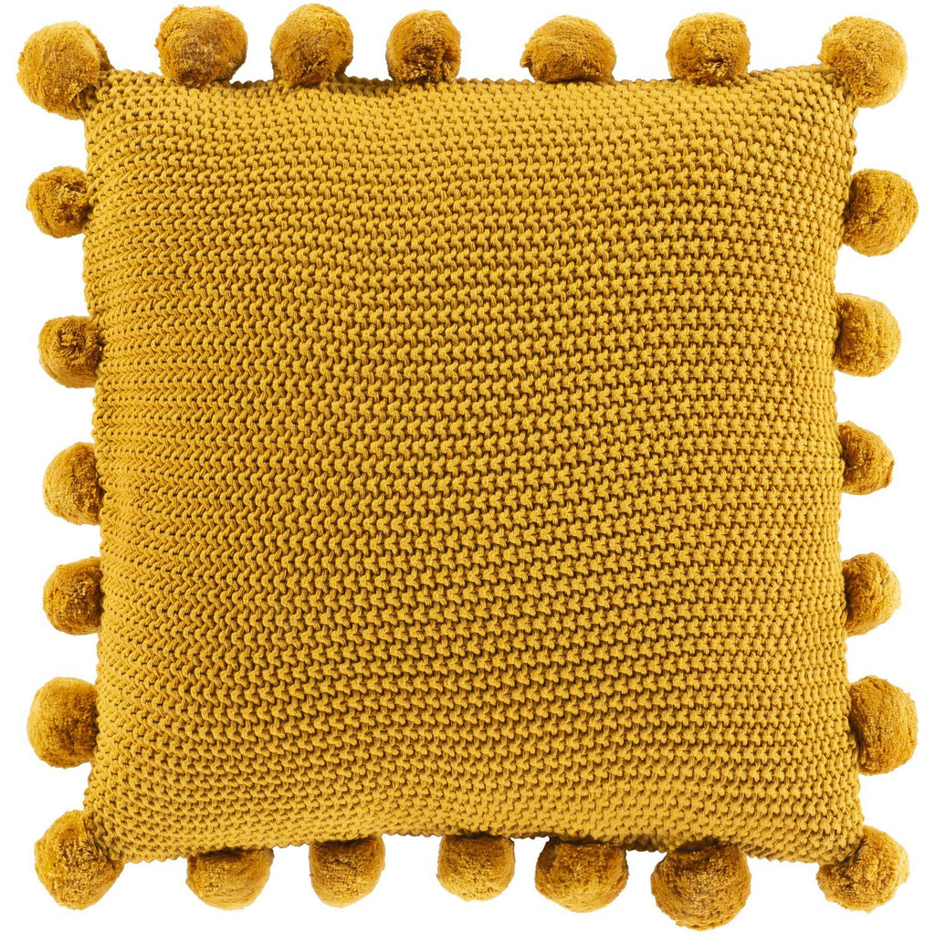 Pomtastic POM-001 Knitted Pillow in Mustard by Surya