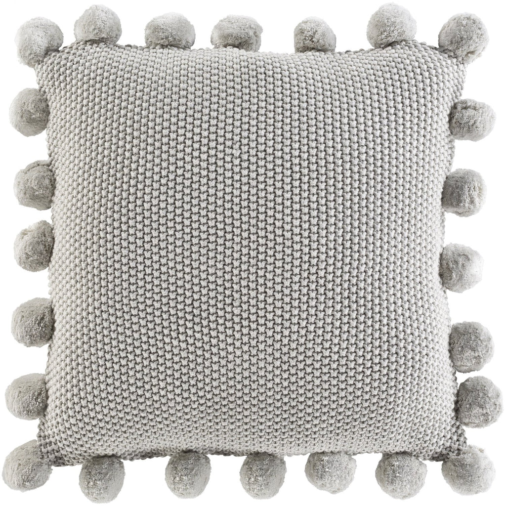 Pomtastic POM-003 Knitted Pillow in Light Gray by Surya