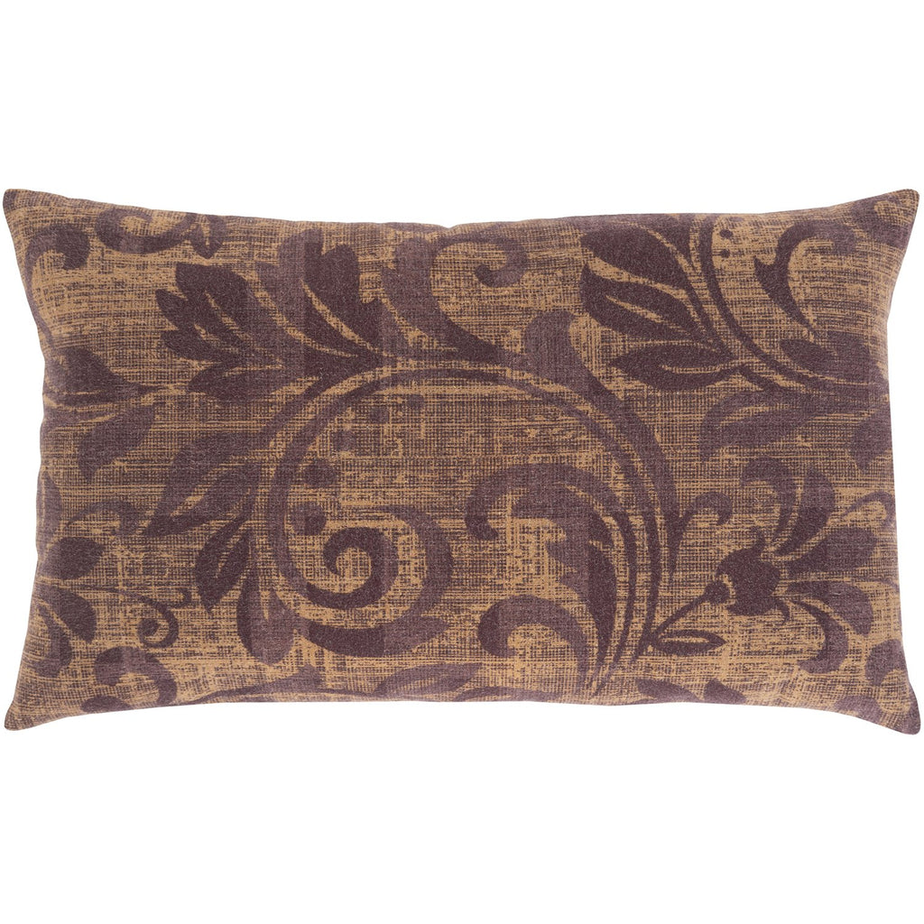 Porcha PRC-003 Woven Lumbar Pillow in Eggplant & Tan by Surya
