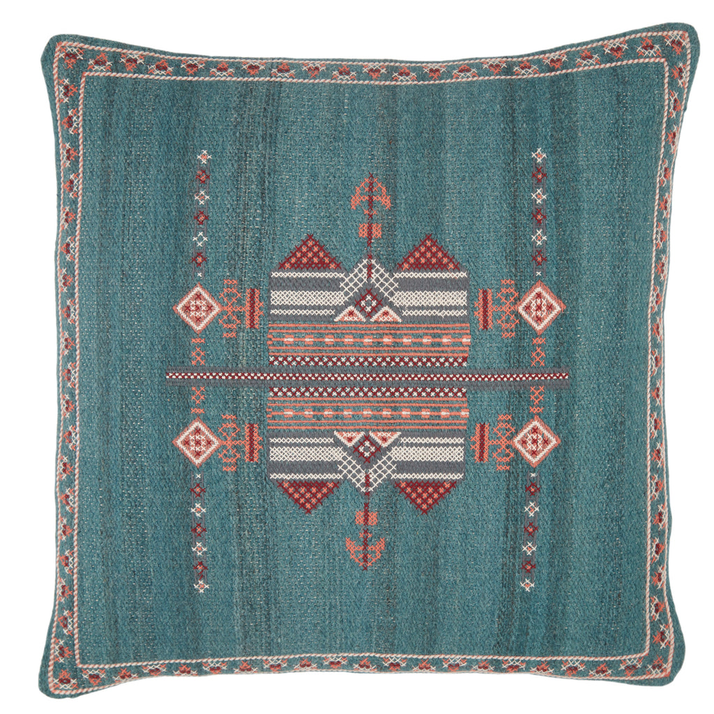 Zaida Tribal Pillow in Teal & Terracotta by Jaipur Living