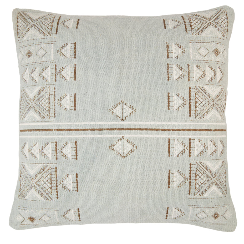 Elina Tribal Pillow in Light Blue & Brown by Jaipur Living