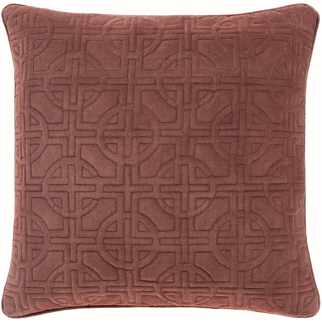 Quilted Cotton Velvet QCV-004 Pillow in Burgundy by Surya