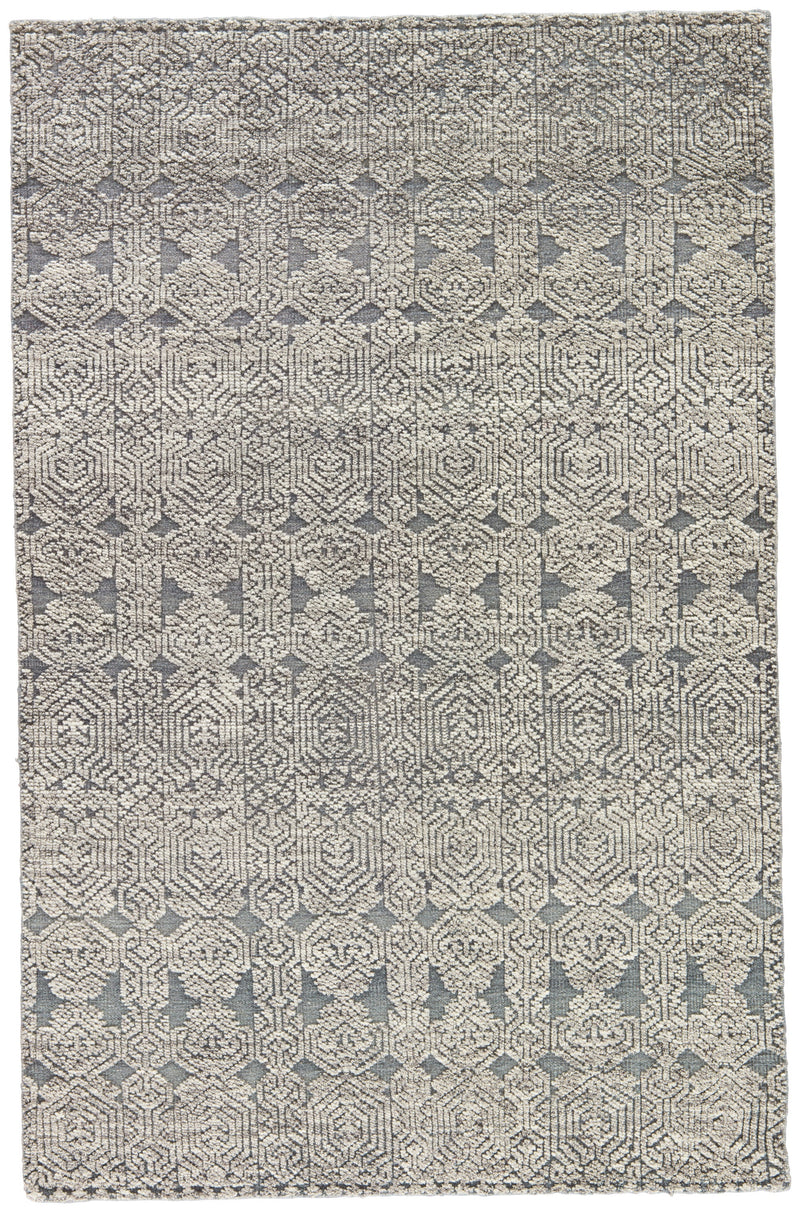 Abelle Hand-Knotted Medallion Gray & White Area Rug
