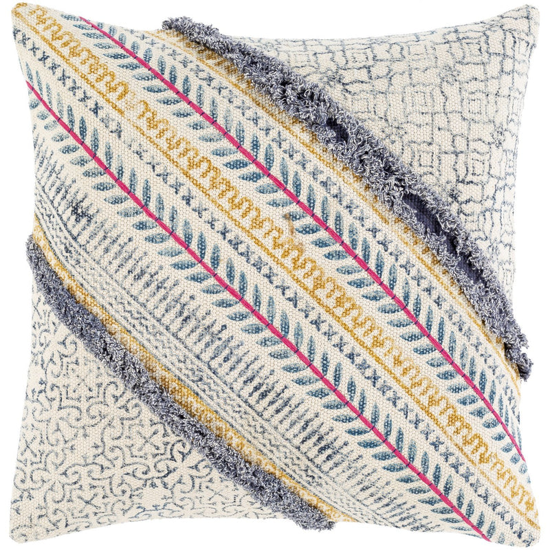 Raja RJA-002 Woven Pillow in Beige & Bright Blue by Surya