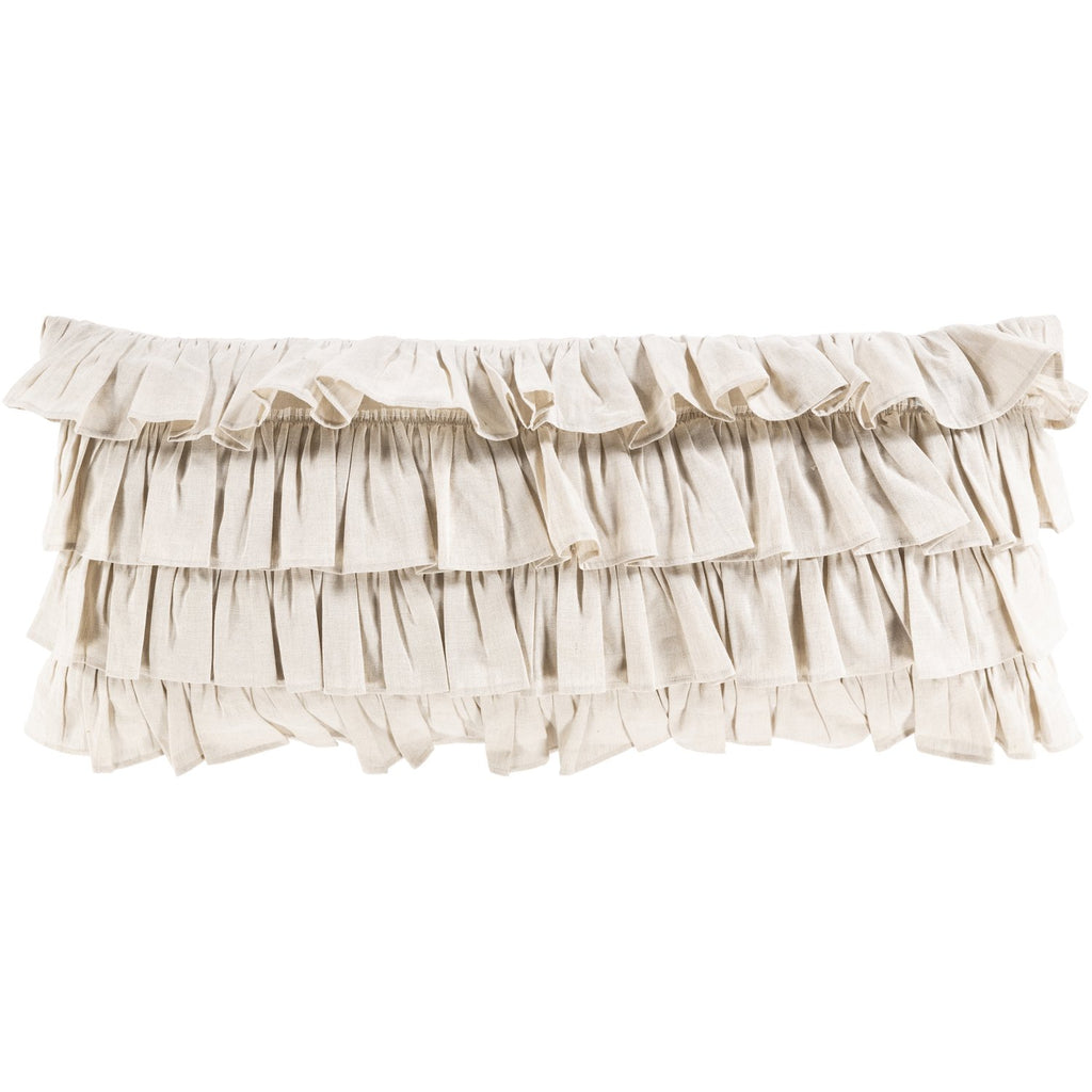 Ruffle RLE-002 Woven Lumbar Pillow in Ivory by Surya