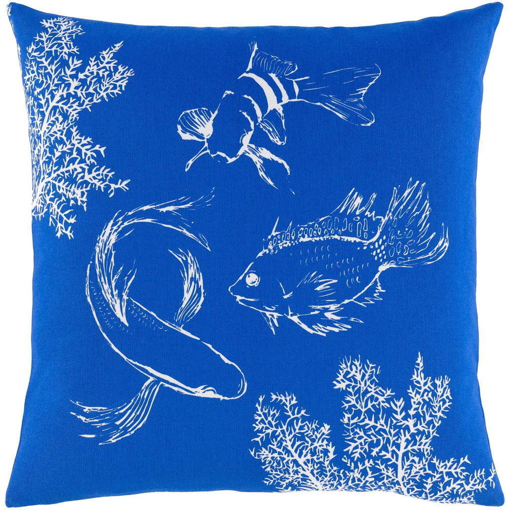 Sea Life SLF-005 Woven Pillow in Dark Blue & White by Surya